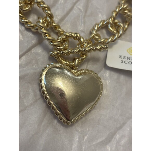KENDRA SCOTT Haisley Heart Gold Statement Necklace Blush Mother-of-Pearl NWT - Picture 6 of 10